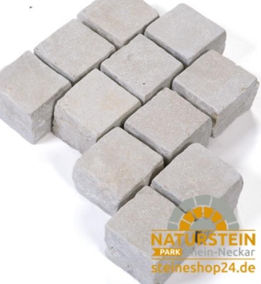 Pflastersteine Kalkstein "CÄSAR" (creme-beige) -antik- 10x10x8cm