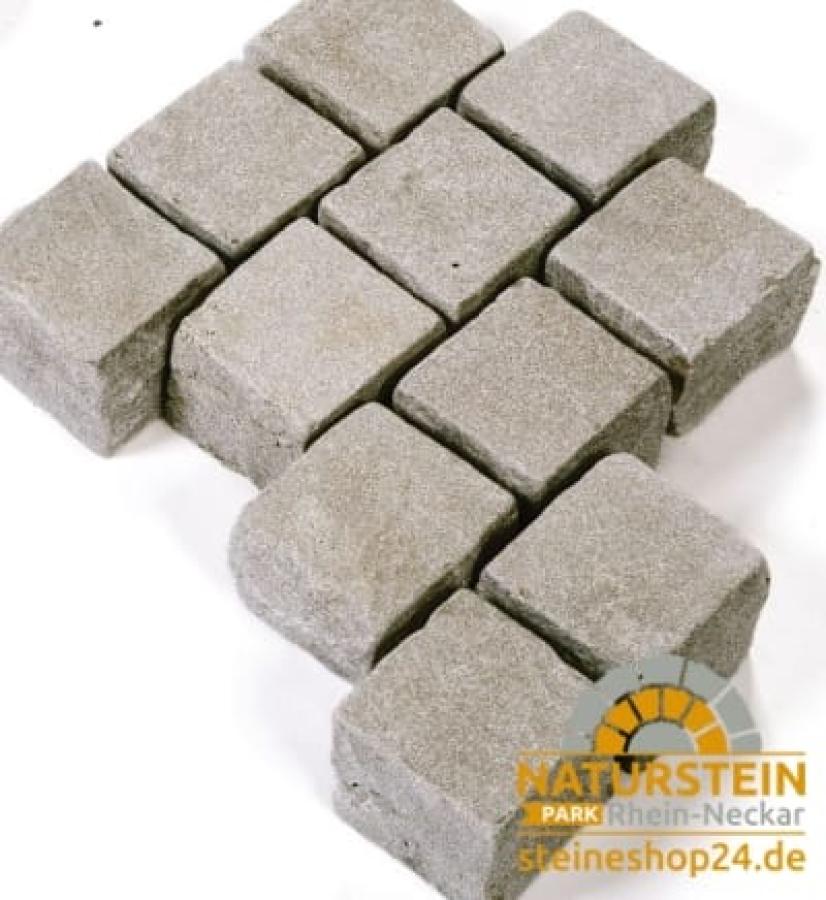 Pflastersteine Kalkstein "ANUBIS" (braun-grau) -antik- 10x10x8cm