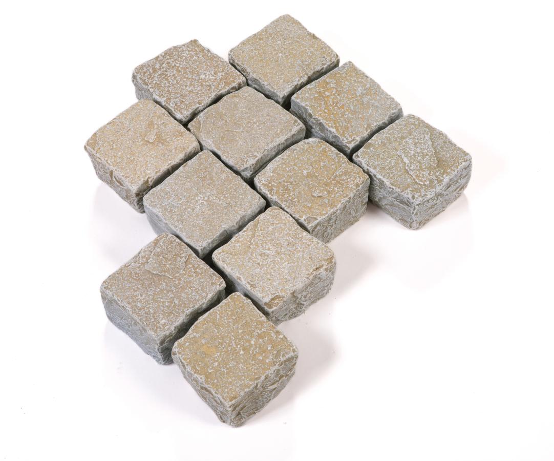Pflastersteine Kalkstein "MARRAKESCH" (ocker-beige) 10x10x7-9 cm