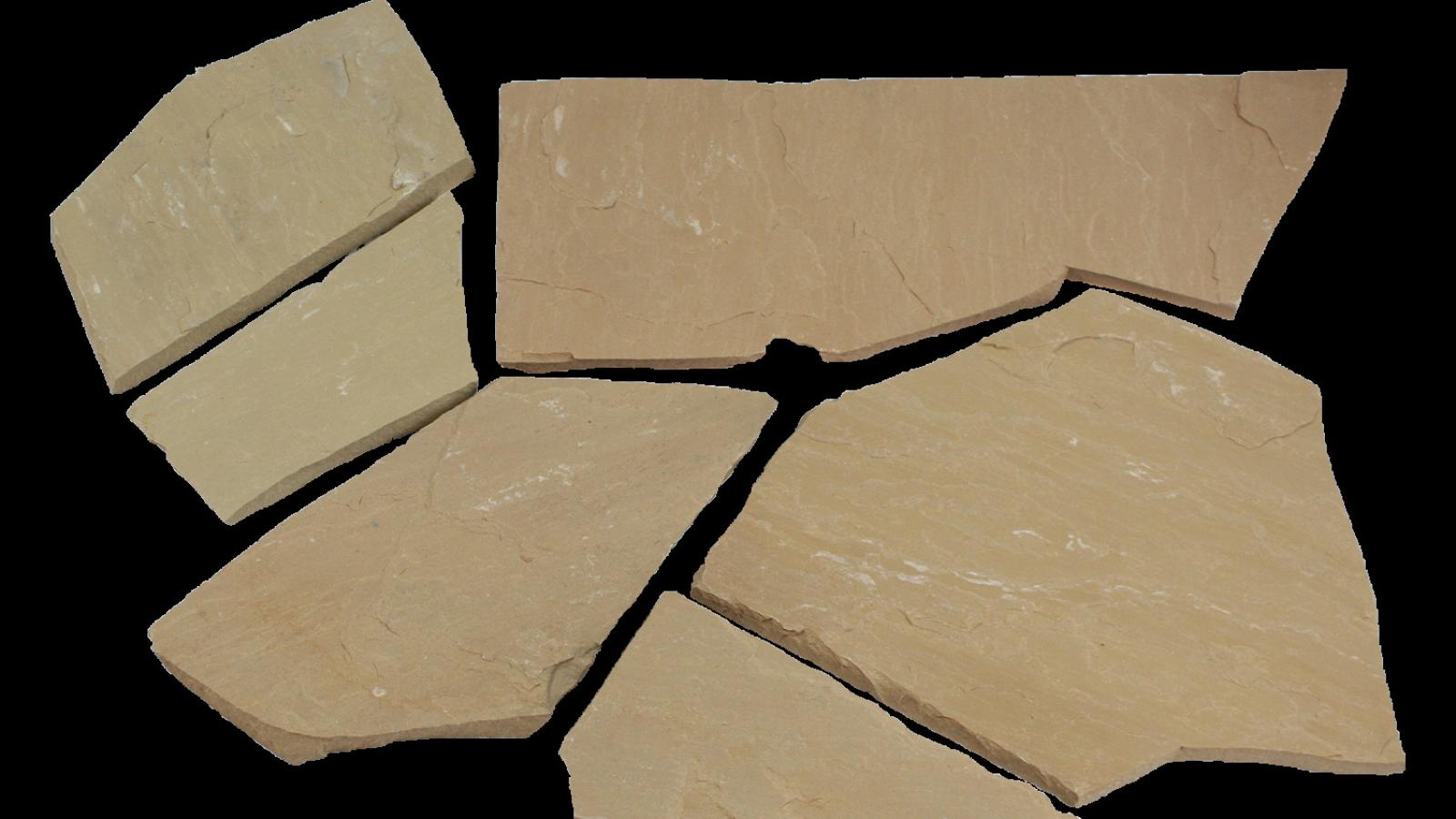 Polygonalplatten Sandstein "MANDALA" (gelb-hellbeige) ca. 2,5 cm Stärke