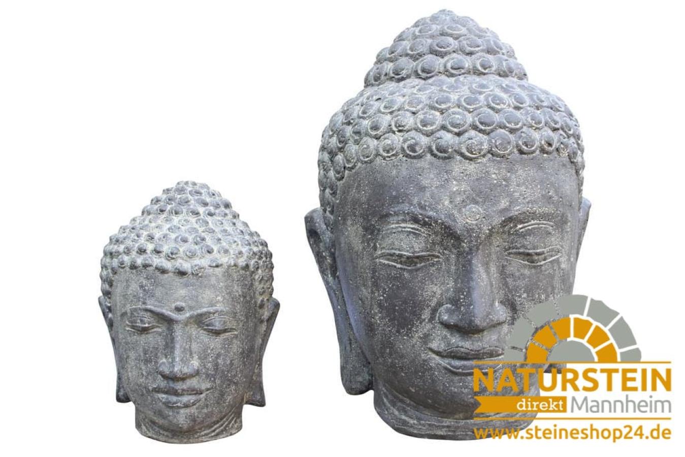 Buddha-Kopf (Steinguss) in den Größen 34, 50, 75, 100, 132 und 150cm