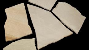 Preview: Polygonalplatten Sandstein "Lemon/Mint" (hellbeige-mint) ca. 2,5 cm Stärke